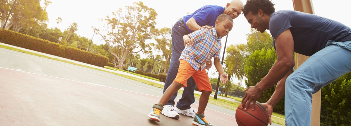 Gabe and the family playing basketball